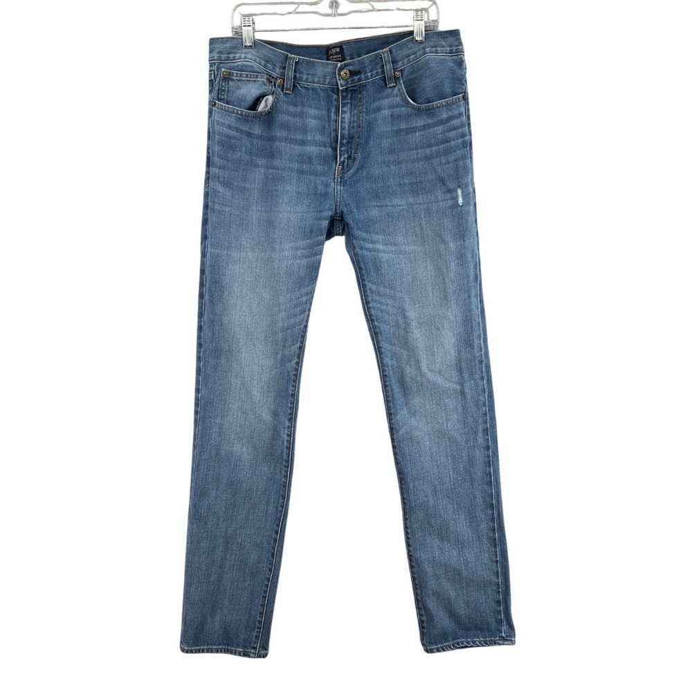 J.Crew The Driggs Slim Fit Jeans Size 34x34 Blue Distressed Cotton Denim Casual